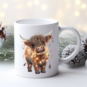 Christmas Highland Cow Mug, Highland Cow Christmas Mug, Christmas Cows Mug, Christmas Mug Gifts for Her