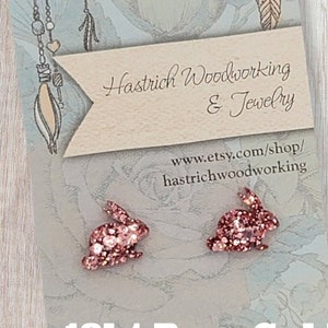 Chunky Glitter Bunny Stud Earrings, Bunny Earrings, Rabbit Stud Earrings Rabbit Earrings, Rabbit Jewelry Bunny Jewelry, Gifts for Her Easter