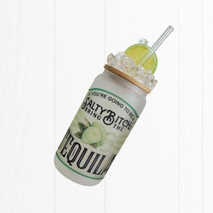 Bring the Tequila Glass Can with Ice Topper, Iced Coffee Cup Glass, Beer Can Glass,  Sweet Tea Junkie Coffee Cup, Tequila Gifts for Her