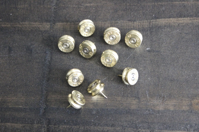 Bullet Thumb Tacks, Bullet Push Pins PACK of 10 Made in the USA Bullet Casing Push Pins or Thumbtacks Gifts Under 20, Gifts for afbeelding 1