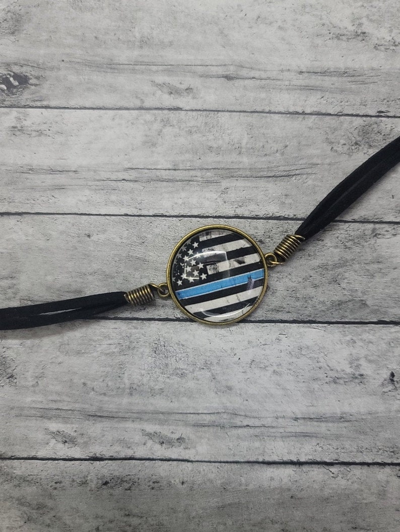 Thin Blue Line Flag Bracelet Thin Blue Line Bracelet Thin Etsy