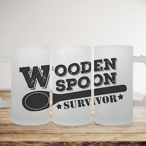 Wooden Spoon Survivor Frosted Stein, Wooden Spoon Survivor Beer Stein Beer Mug Stein Gifts for Him Gifts for Her