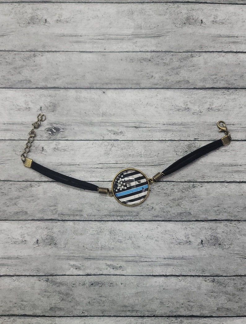 Thin Blue Line Flag Bracelet Thin Blue Line Bracelet Thin Etsy