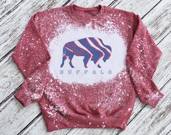 Buffalo Sweatshirt, Buffalo Bleached Sweatshirt, Buffalo Crewneck Gifts for Her