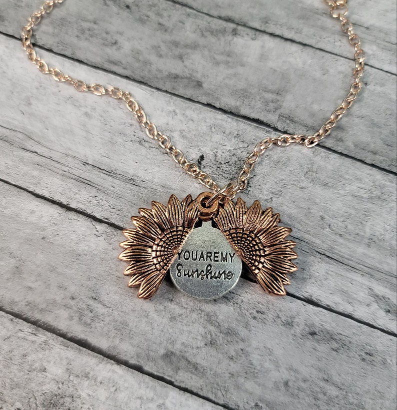 Sunflower Necklace You Are My Sunshine Necklace Sunflower Etsy