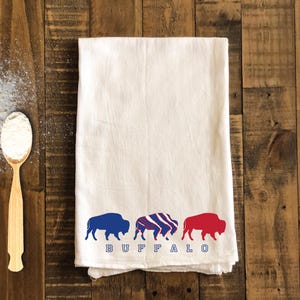 Buffalo Tea Towel - Buffalo Kitchen Tea Towels - Buffalo Flour Sack Dish Towel -Buffalo Housewarming Gift Kitchen Decor Gifts for image 1
