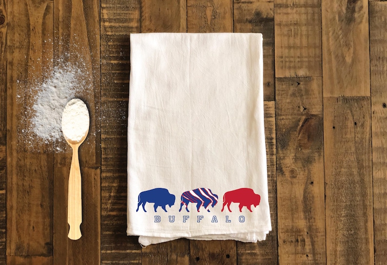 Buffalo Tea Towel - Buffalo Kitchen Tea Towels - Buffalo Flour Sack Dish Towel -Buffalo Housewarming Gift Kitchen Decor Gifts for image 1