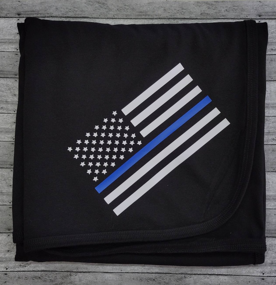 Thin Blue Line Baby Blanket Law Enforcement Police Flag American Flag