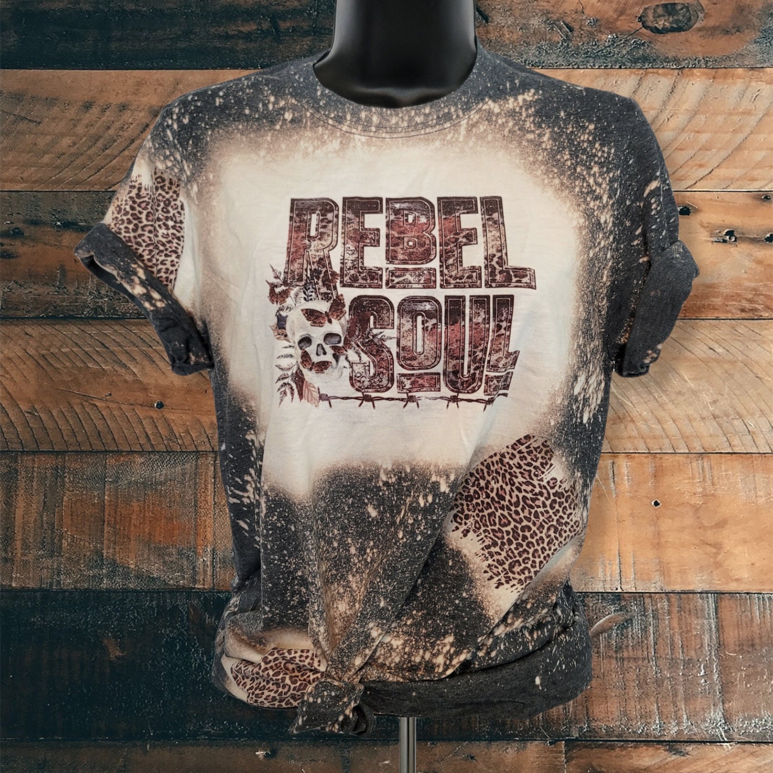 Rebel Soul Shirt Tee, Rebel Soul Bleached Shirt, Skull Shirt Tee, Cheetah Shirt Gifts for Her