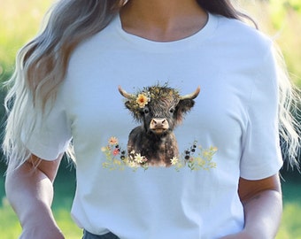 Baby Highland Cow Shirt Tee, Baby Cow Shirt T-Shirt, Gifts for Her