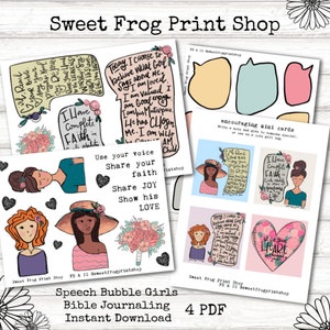 Speech Bubble girls for Bible journaling, planners, journals and more