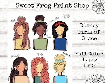 Princess Girls of Grace Bible journaling instant download