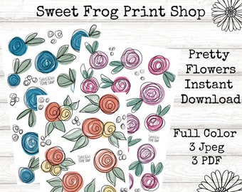 SALE- Pretty Flowers Instant Download for Bible Journaling
