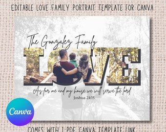 Editable Love Family Portrait Template for Canva