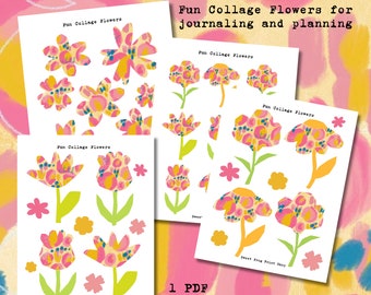 Fun Collage Flowers for journaling and planning