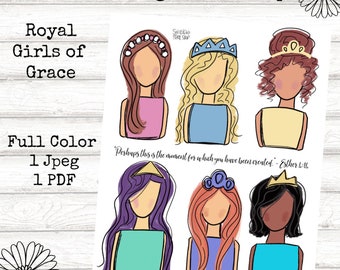 Royal Girls of Grace Bible Journaling instant download