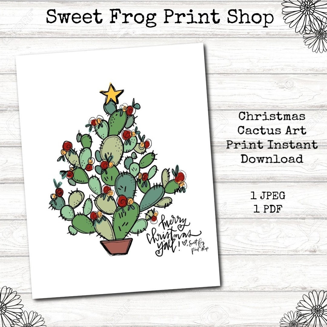 Christmas Cactus Art Print Instant Download - Etsy