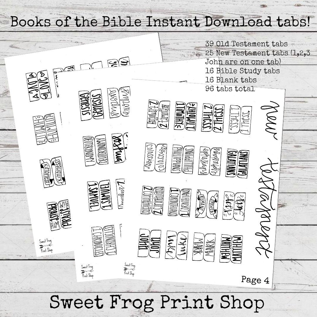 Books of the Bible Tabs + FREEBIE (new test. and old test.), instant …
