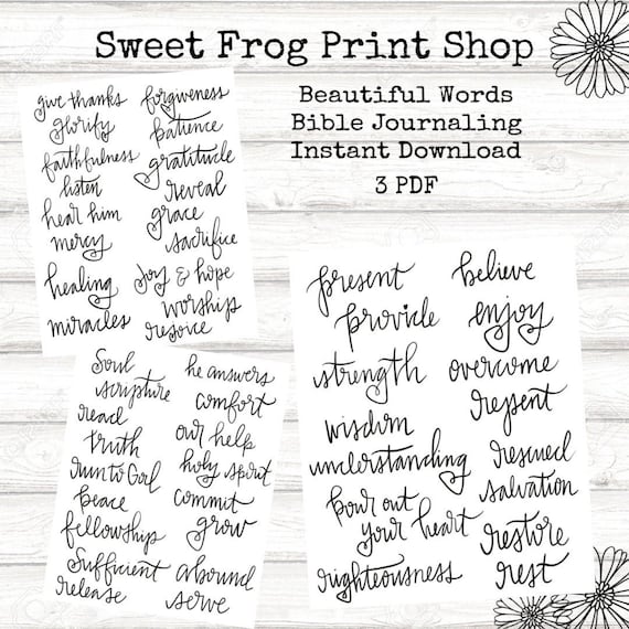Beautiful Words Bible Journaling Instant Download Etsy