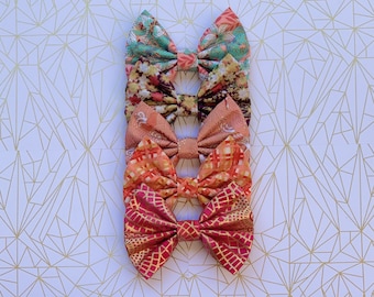 Fabric Hair Bow For Girls | Floral Print | Gold Metallic Print