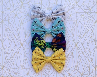 Animal Print Cotton Hair Bow Butterfly | Bees | Bugs | Fabric Hair Bow for Girls | Novelty Hair Bow