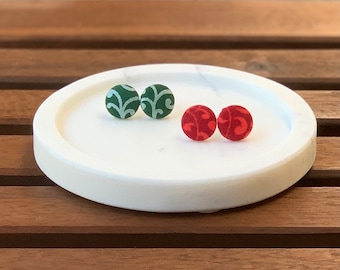 Fabric Covered Button Stud Earrings | 15 mm | Surgical Steel