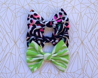 Animal Print Cotton Hair Bow Leopard  Print | Zebra Print | Fabric Hair Bow for Girls | Novelty Hair Bow
