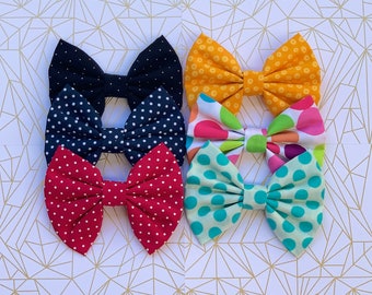 Polkadot Print Cotton Hair Bow
