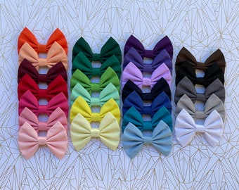 Solid Colours Fabric Hair Bows | Cotton Bow | Kids Hair Bows | Hair Bow For Girls | Plain Hair Bow