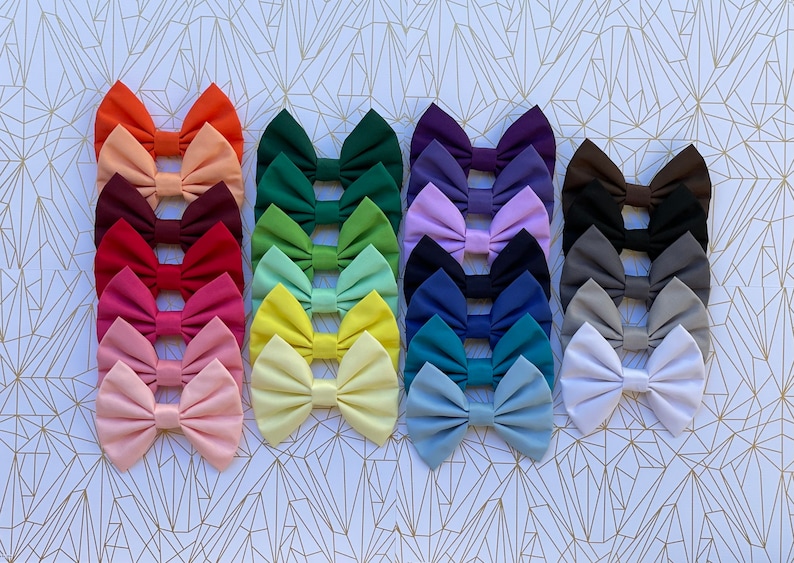 Solid Colours Fabric Hair Bows Cotton Bow Kids Hair Bows Hair Bow For Girls Plain Hair Bow image 1