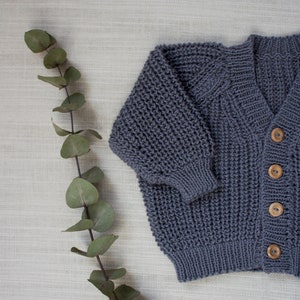 Fisherman's Rib Cardigan for baby toddler Knitting Pattern pdf - THE OTTERFERRY CARDI