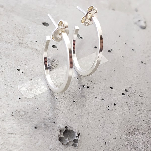 Geometric Sterling Silver Hoop Earrings SHS019FB - gift - gift for her