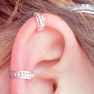 NEW - SET Beaded Triple band Conch and Helix Ear cuff B0037CS - Sterling Silver Beaded Ear Cuff Set - gift set - gift - gift for her