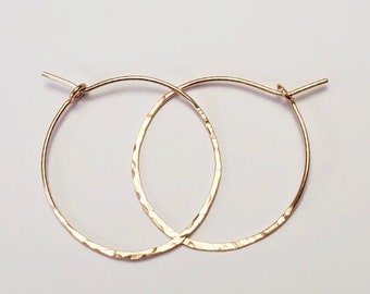 Hammered Hoop Earrings - gift - Gold Hoop Earrings - Silver Hoop Earrings - Rose Gold Hoop earrings - 1 inch hoops