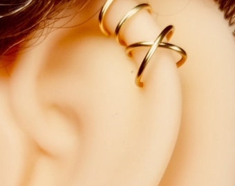 Gold Ear Cuff - Double and Criss Cross Ear Cuffs 14K Gold fill- gift - gifts under 20 - gifts under 30