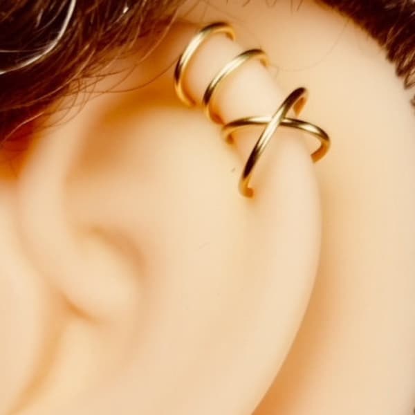 Gold Ear Cuff - Double and Criss Cross Ear Cuffs 14K Gold fill- gift - gifts under 20 - gifts under 30