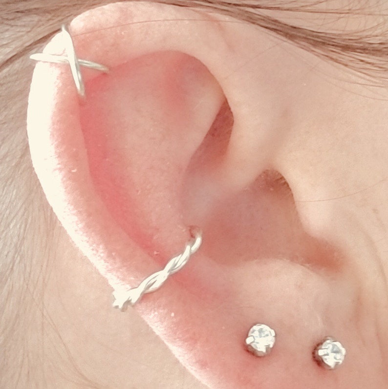 Helix Conch cuff set Faux Piercing 925 14k Gold and 14k Etsy