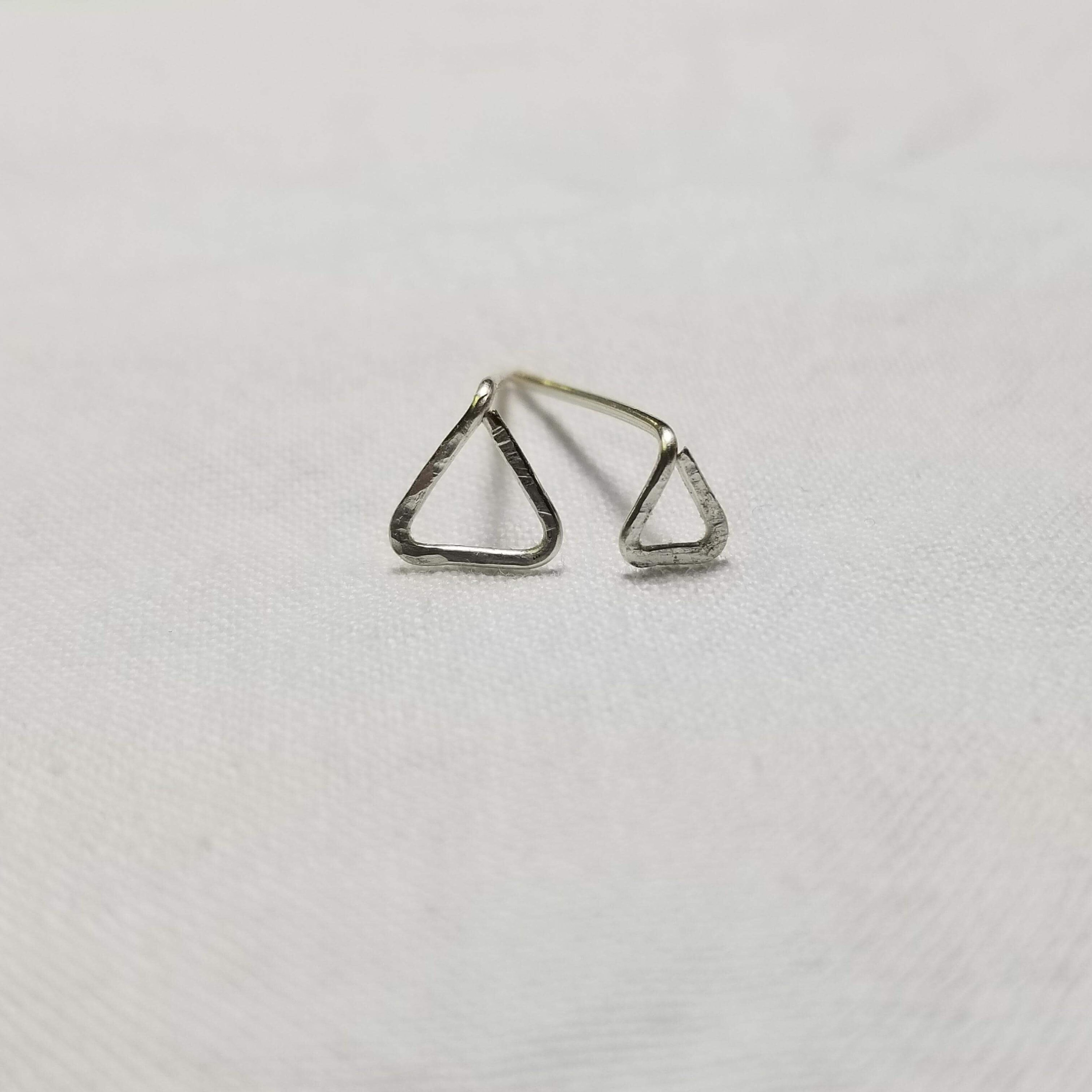 Hammered Triangle Stud Earrings Triangle Stud Earrings 14k Etsy
