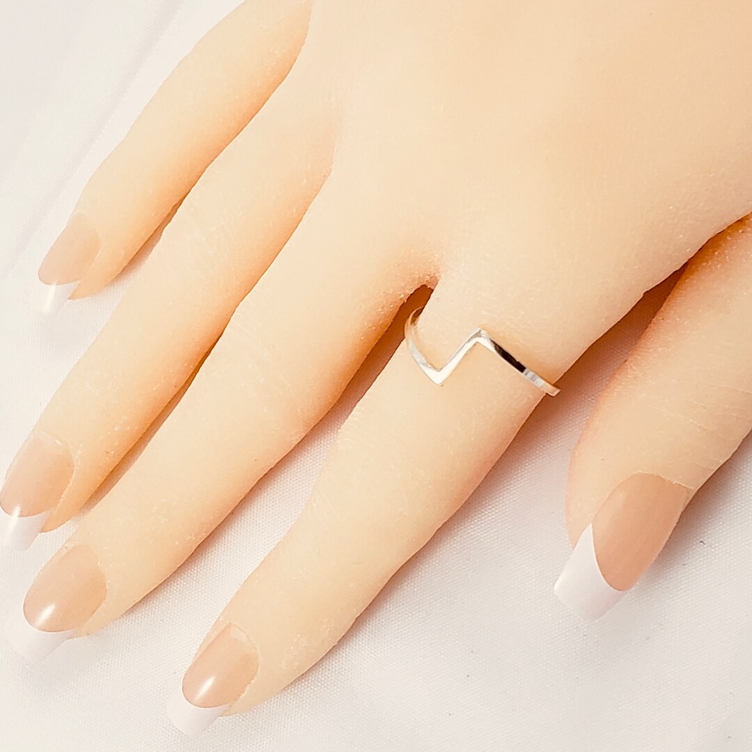 Zig Zag Ring - Zed Ring - 925 Sterling Silver Minimalist