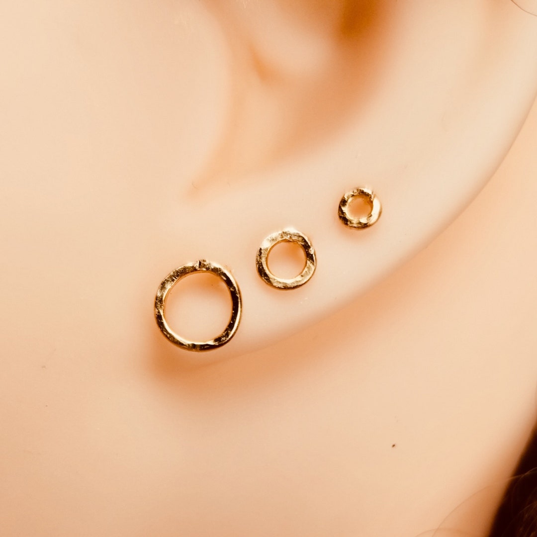 Hammered Circle Stud Earrings Gift Gifts Under 20 Gifts Under 30 Etsy