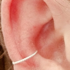 Thin Twisted Conch Hoop - Faux Piercing - 925 Sterling Silver- Conch cuff
