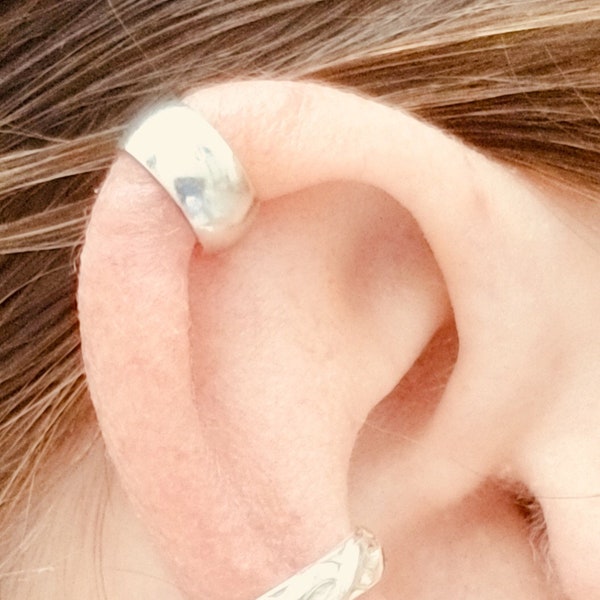 Silver helix cuff - 925 Sterling Silver - Ear Cuff - Beveled Smooth Helix Cuff - Gift under 30 - gifts under 30