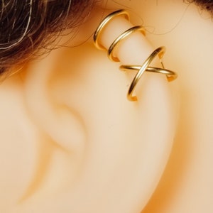 Puños de oreja dobles y cruzados de oro de 14 quilates: regalo: regalos por menos de 20 USD: regalos por menos de 30 USD