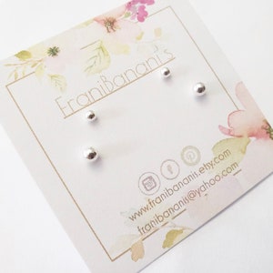 Set Sterling Silver Ball stud earrings - 3mm - 4mm Sterling SIlver Stud Earrings - Ball earrings - pair of each size