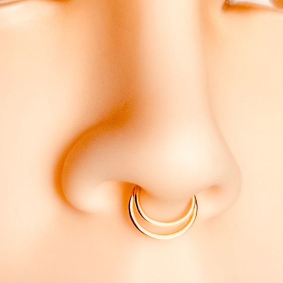 Gold Bullnose Cuff Septum Ring Bullnose Ring Bull Nose Ring Faux