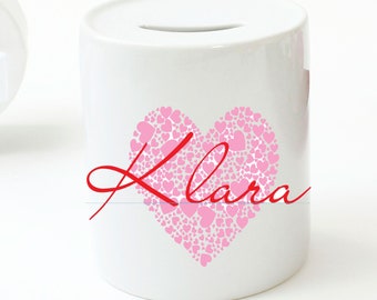 Money box for children girls personalized by name - ceramics