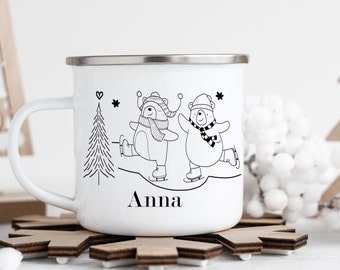 Tasse Kinder Weihnachten personalisiert, Kindertasse, Emaille Tasse Kinder, Kindergarten Tasse, Geschenke für Kinder