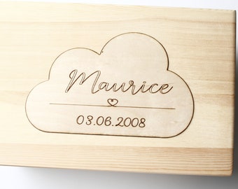 Geschenke zur Geburt gesucht? Dein Baby-Geschenk personalisiert - Erinnerungskiste/Erinnerungsbox mit Namen zur Geburt/Taufe