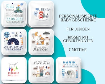 Babygeschenk personalisiert, Geschenk Baby Patenkind Geburt 1. Geburtstag, Kissen mit Namen,Babyzimmer Kinderzimmer Deko Weihnachtsgeschenk