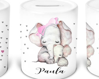 Baby Gift Personalized, Money Box for Kids Girl by Name - Ceramic Baby Christening Gift - Gift Birth